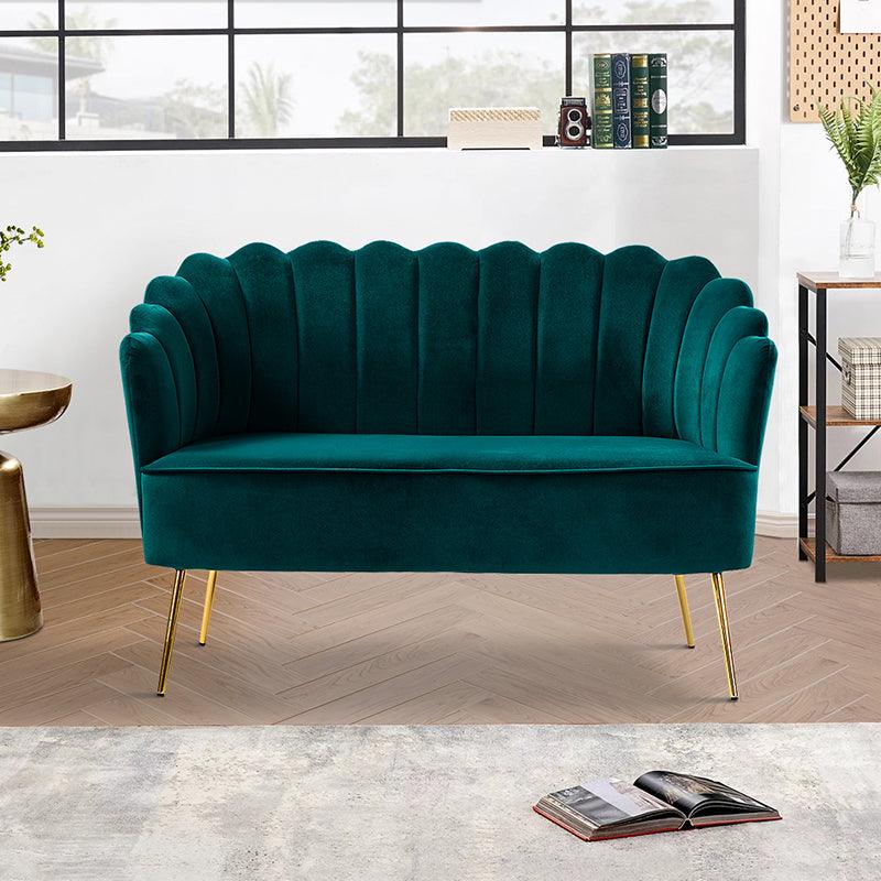 Ariel Scalloped Velvet Loveseat - Hulala Home